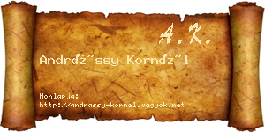 Andrássy Kornél névjegykártya